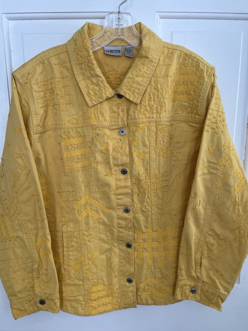 Chico’s Cotton Embroidered Jacket size 3 equivalent